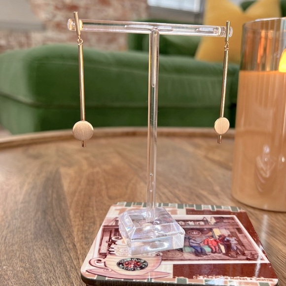 Brushed Metal Dangle Disc Earrings - Picture 13 of 16